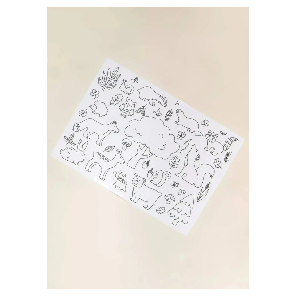 Set of 4 Silicone Washable Coloring Placemats & Markers