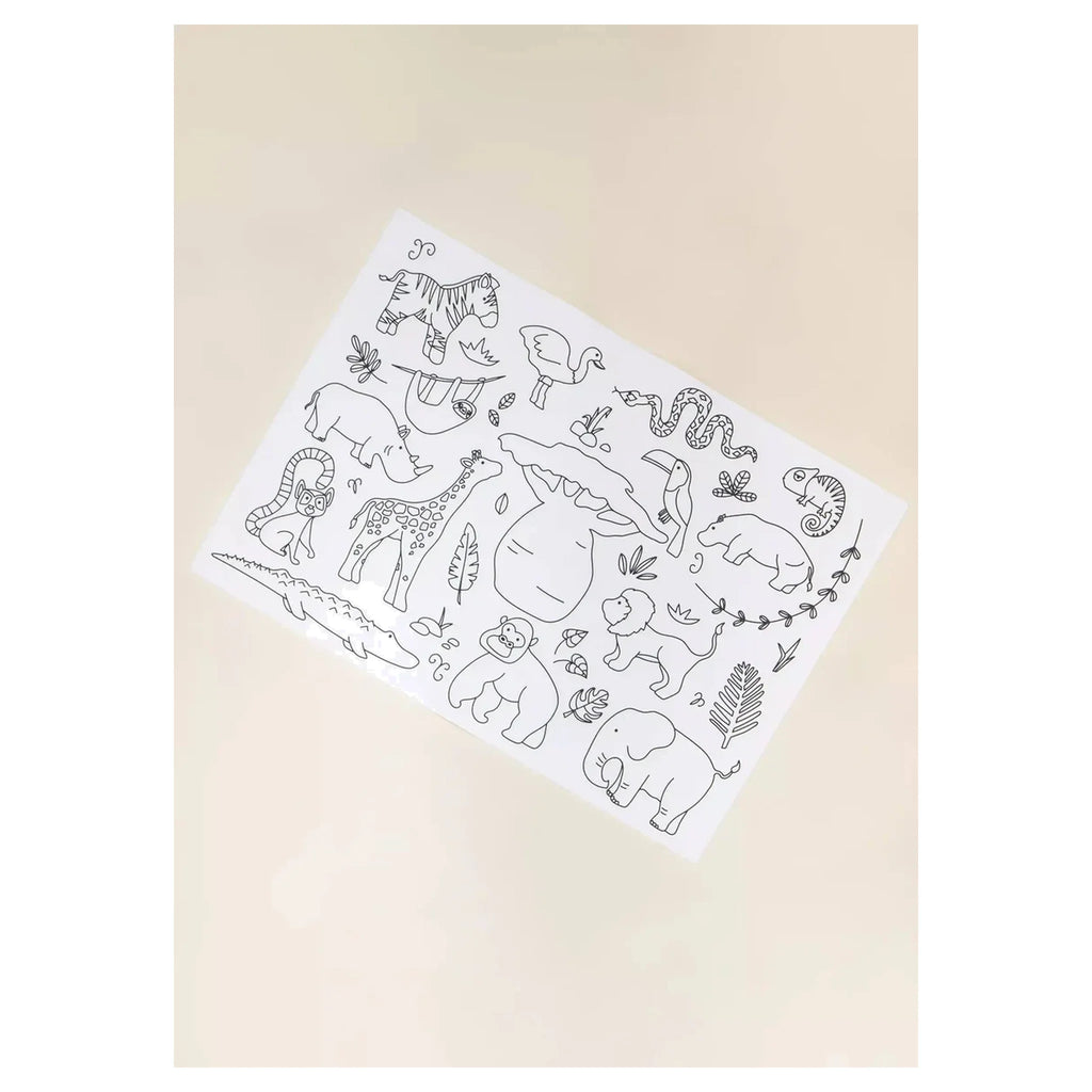 Set of 4 Silicone Washable Coloring Placemats & Markers