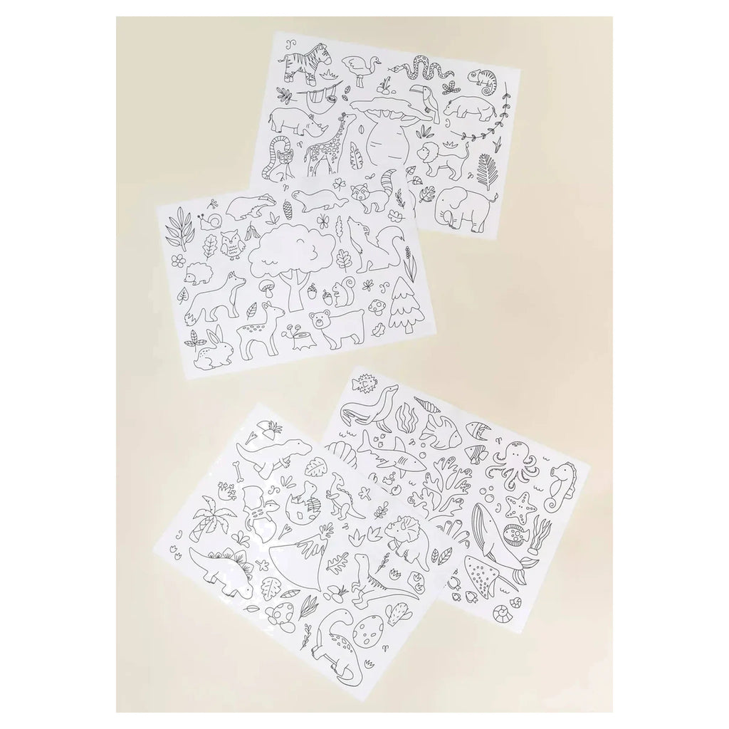 Set of 4 Silicone Washable Coloring Placemats & Markers