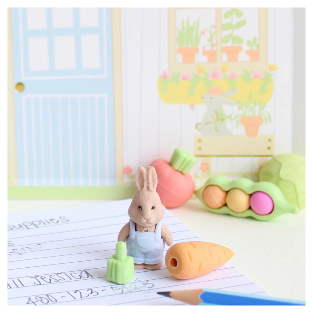 Bunnies In The Garden Eraser Set