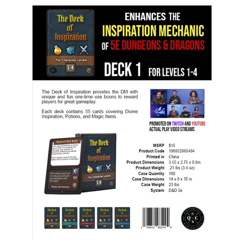 Deck of Inspiration: Lvl 1-4