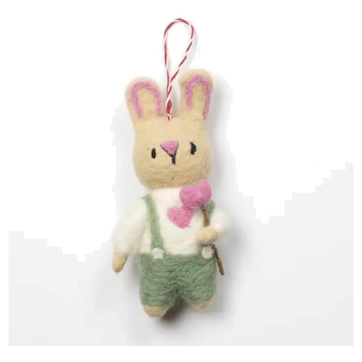 Felt Easter Bunny Heart Lollipop Ornament