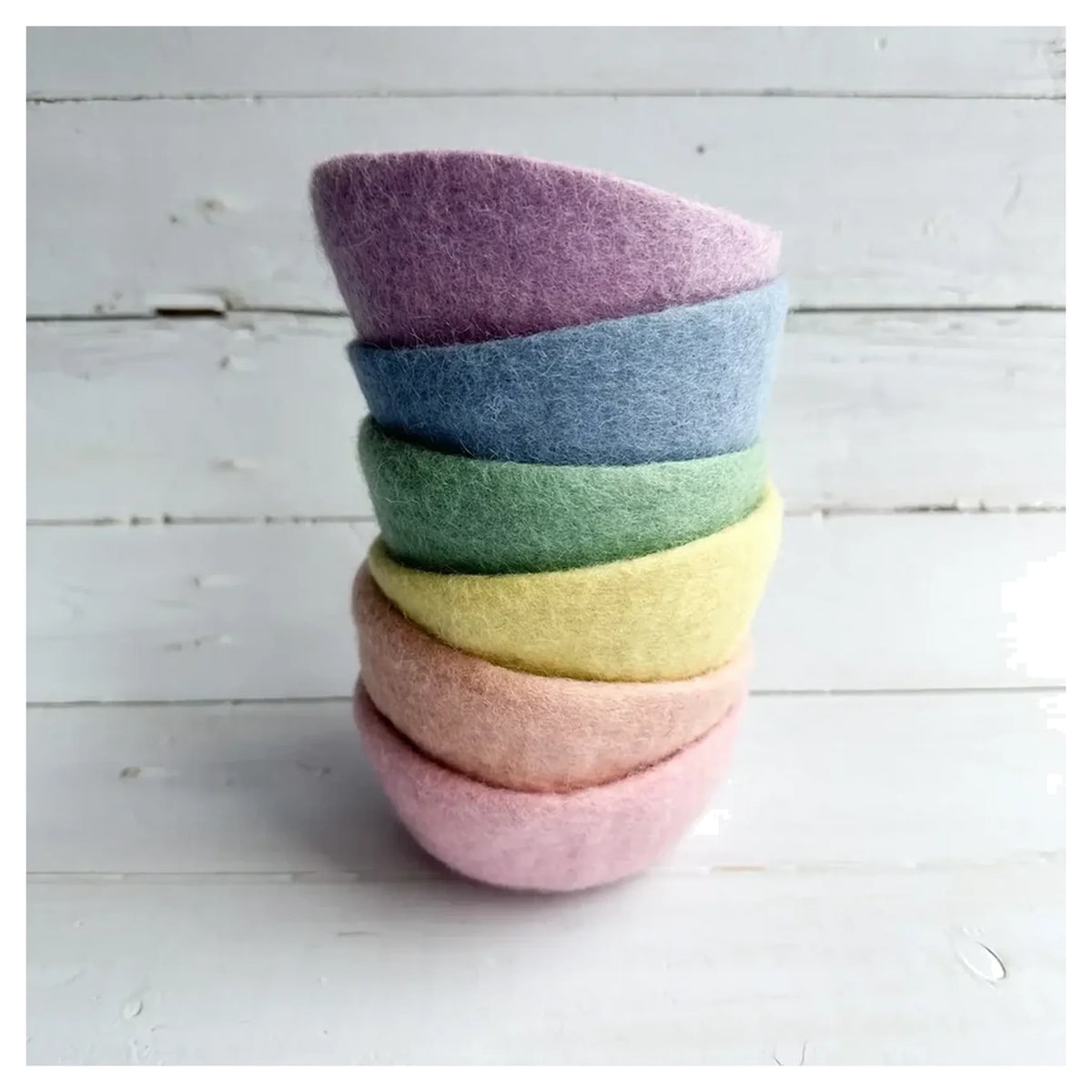 Felted Pastel Rainbow Bowls - Set Of Six