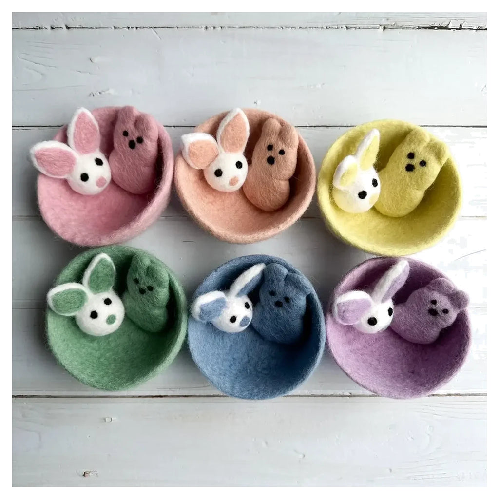 Felted Pastel Rainbow Bowls - Set Of Six