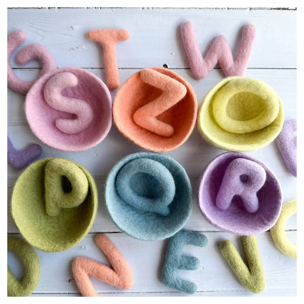 Felted Pastel Rainbow Bowls - Set Of Six