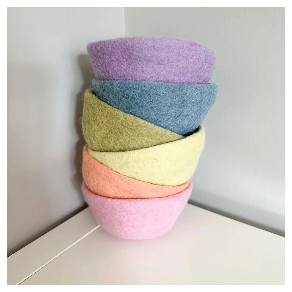 Felted Pastel Rainbow Bowls - Set Of Six