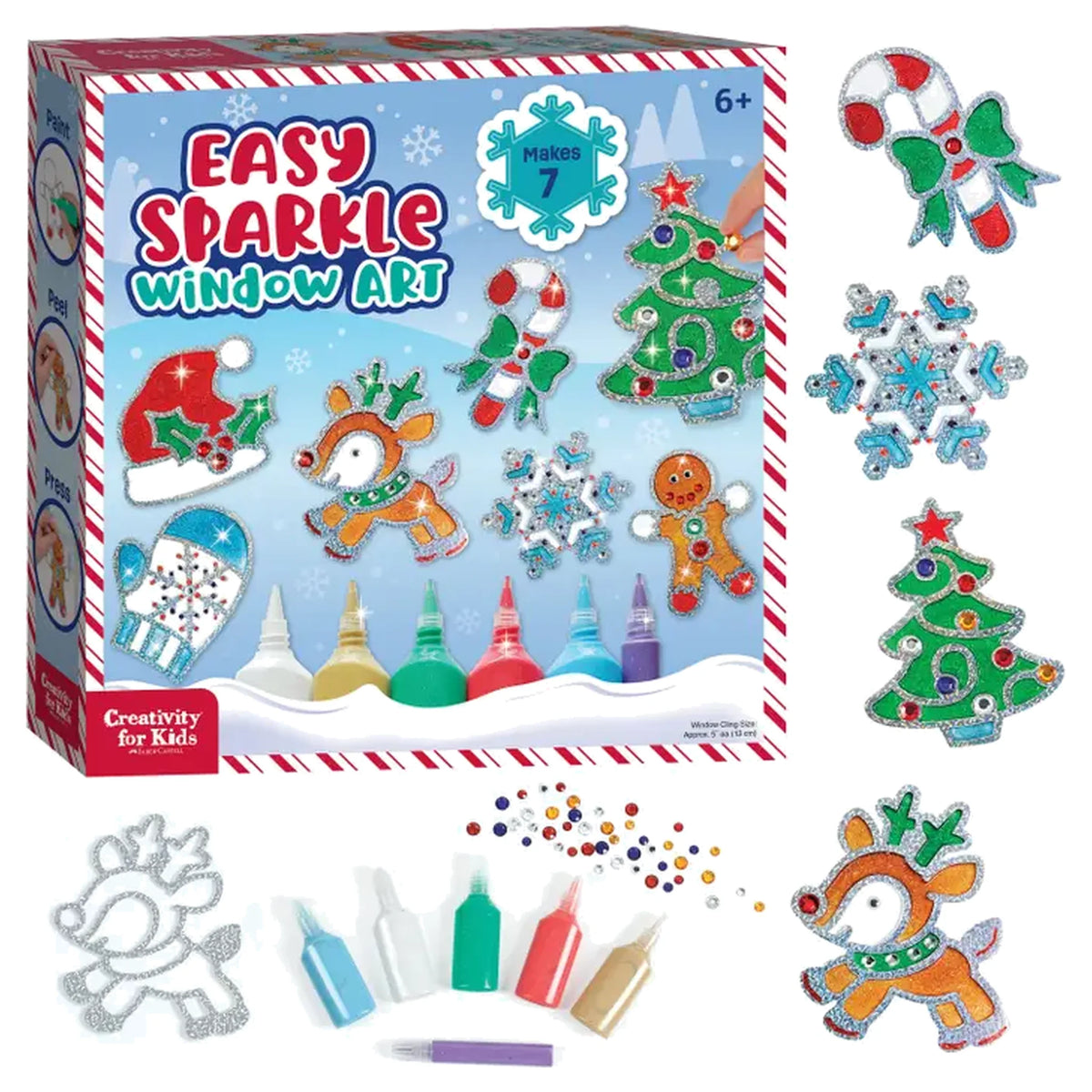 Holiday Easy Sparkle Window Art Diy Craft Kit For Kids