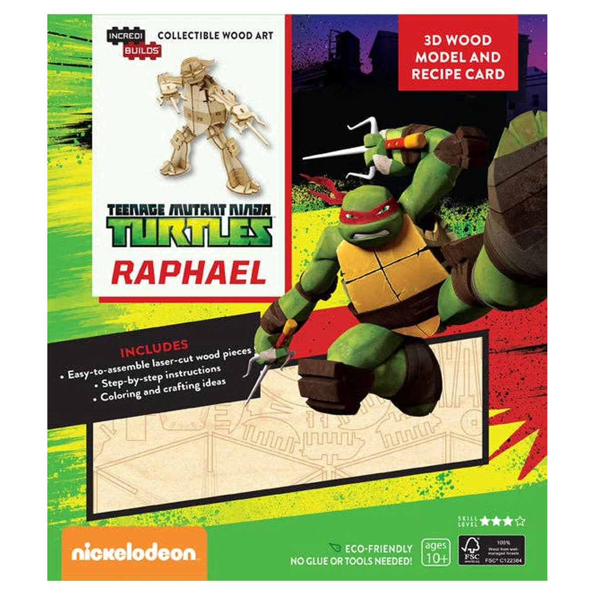 IncrediBuilds: Teenage Mutant Ninja Turtles: Raphael 3D Wood Model and Recipe Card