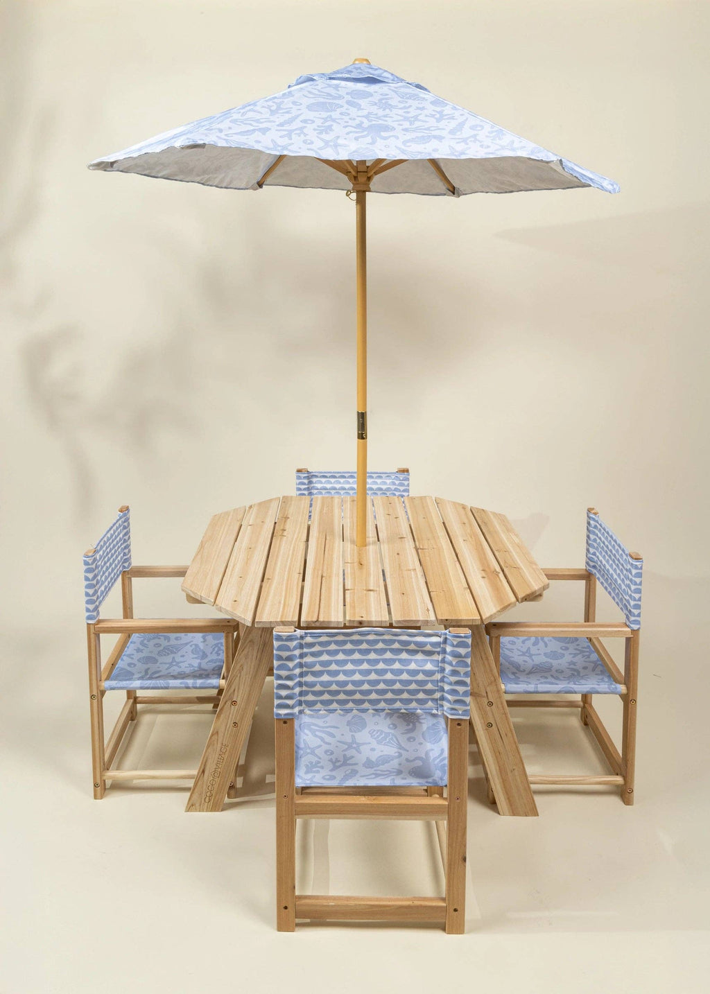 Kids’ Patio Set 4 Chairs and Parasol–Under the Sea