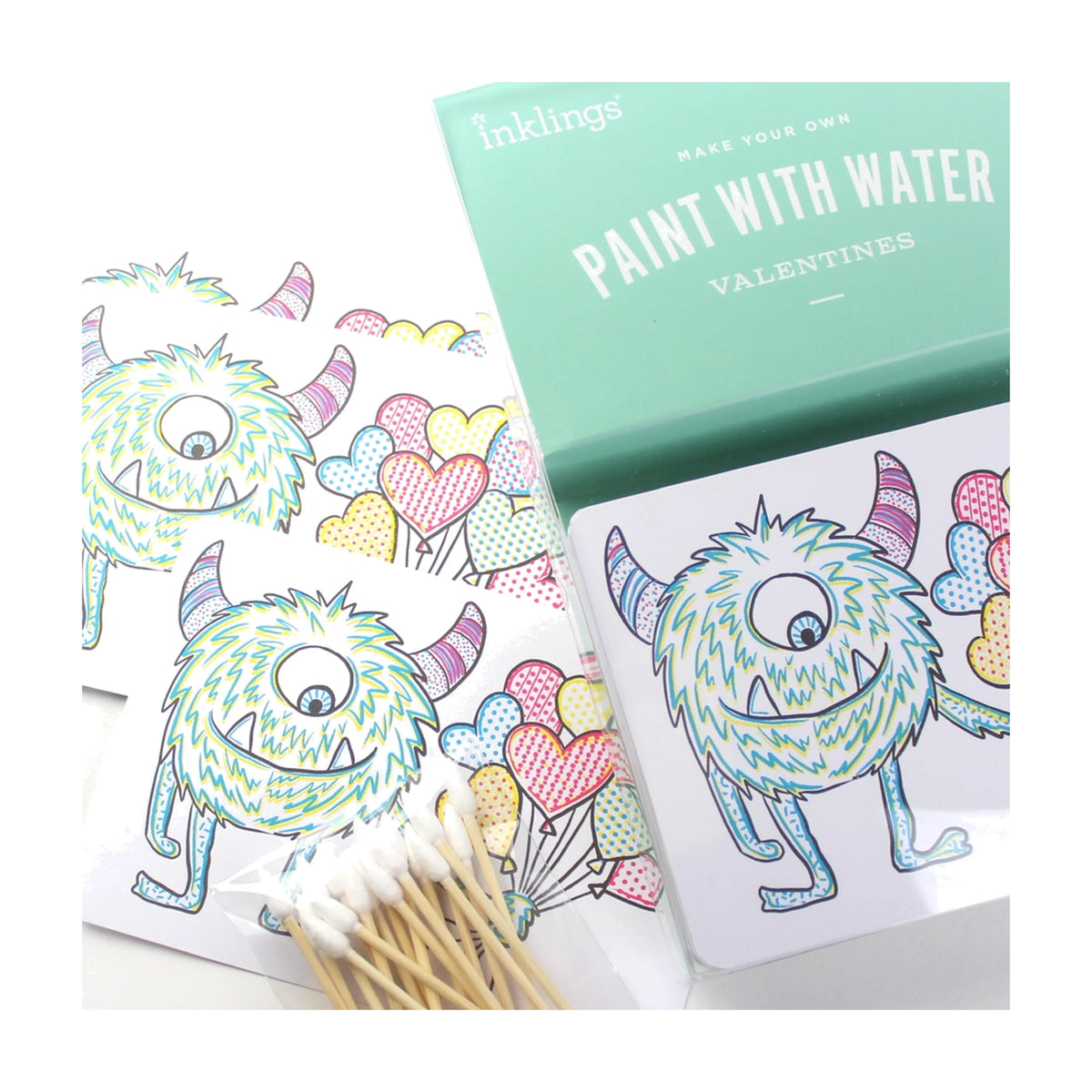 Paint with Water Valentine Cards - Monster