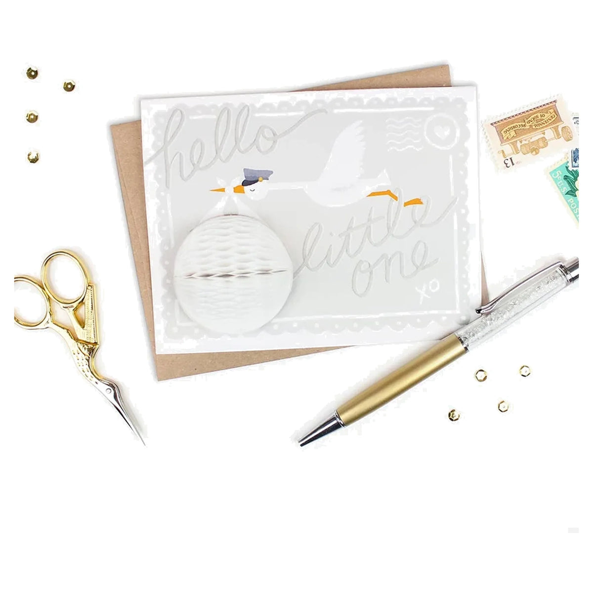 Pop-up Card - Stork - New Baby