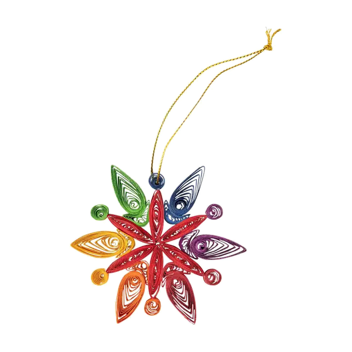 Rainbow Snowflake Quilled Ornament